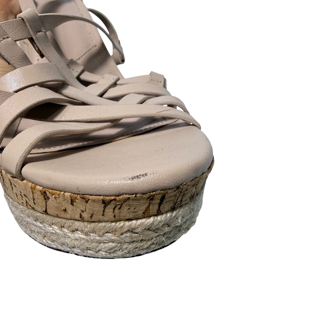 Charles by Charles David Nude Strappy Espadrille Cork Wedge Sandals 9M‎ Summer - Picture 4 of 16